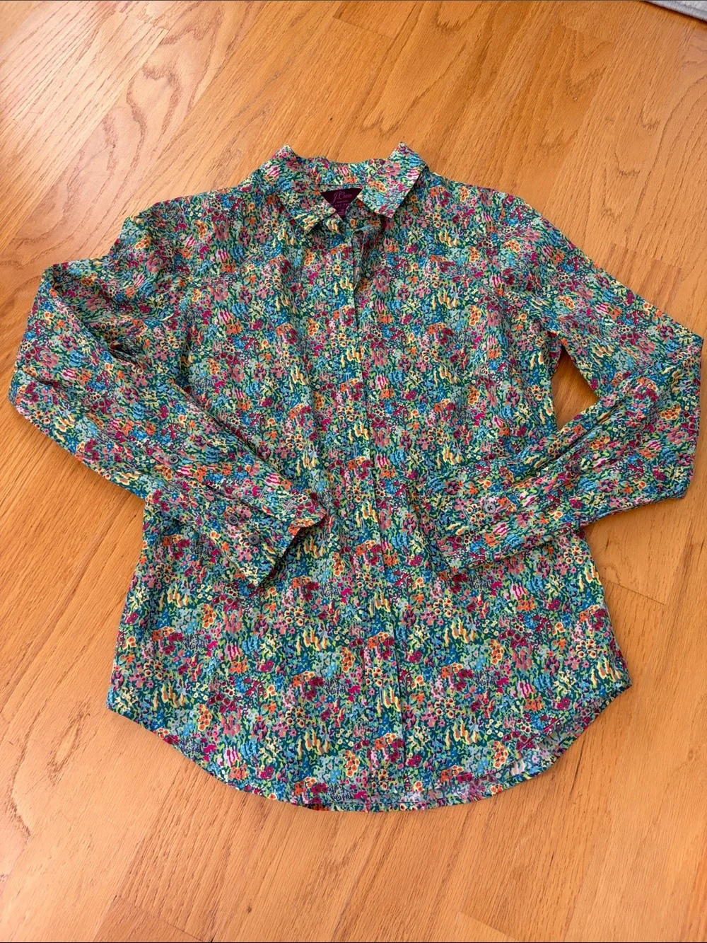 J. Crew Perfect Shirt in Liberty Meadows Pastel Spring Size 2 M0249